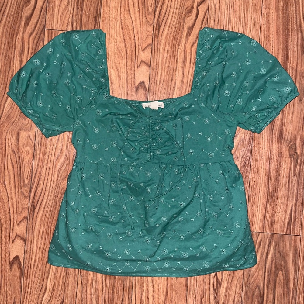 Green Puffy Sleeve Top